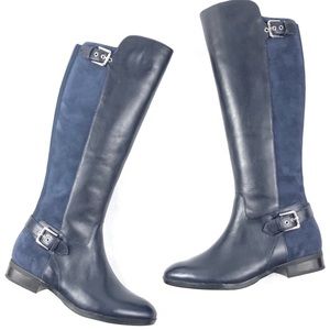Brand new still in box Marc fisher leather and suede boots dark blue